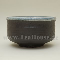 Matchaschale - Antrazit-weissblauer Rand - Keramik